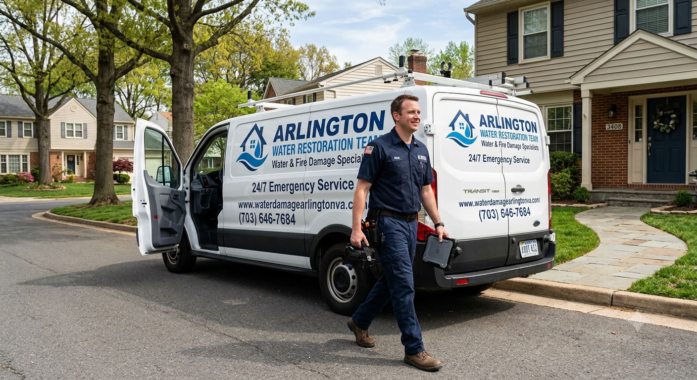 Water damage restoration cost estimate in Arlington VA home